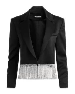 Crystal Fringe Cropped Blazer - Alice And Olivia -Alice And Olivia 13110598 fpx