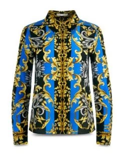 Willa Printed Silk Placket Top - Alice And Olivia -Alice And Olivia 13110604 fpx