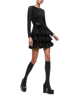 Chara Pleated Ruffled Midi Dress - Alice And Olivia 11 Chara Pleated Ruffled Midi Dress - Alice And Olivia -Alice And Olivia 13110903 fpx