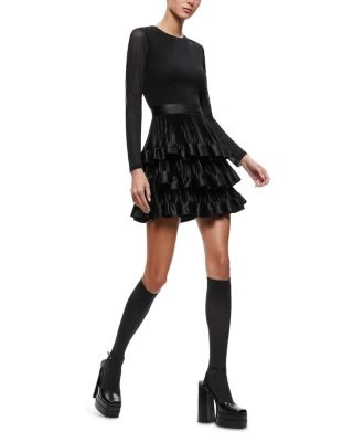 Chara Pleated Ruffled Midi Dress - Alice And Olivia 7 Chara Pleated Ruffled Midi Dress - Alice And Olivia - Image 5