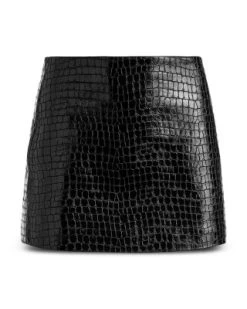 Rubi Croc-Embossed Faux Leather Mini Skirt - Alice And Olivia -Alice And Olivia 13119120 fpx