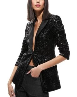 Breann Sequined Tuxedo Blazer - Alice And Olivia -Alice And Olivia 13150984 fpx