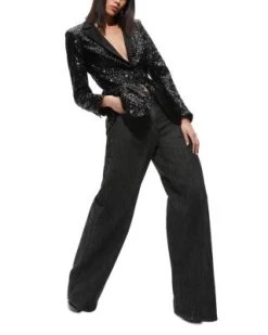 Breann Sequined Tuxedo Blazer - Alice And Olivia -Alice And Olivia 13150985 fpx