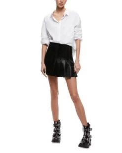 Carter Shiny Pleated Mini Skirt - Alice And Olivia -Alice And Olivia 13151021 fpx