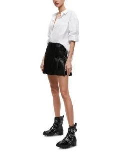 Carter Shiny Pleated Mini Skirt - Alice And Olivia -Alice And Olivia 13151031 fpx