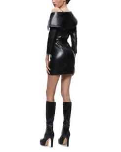 Miara Faux Leather Asymmetric Moto Mini Dress - Alice And Olivia -Alice And Olivia 13151041 fpx