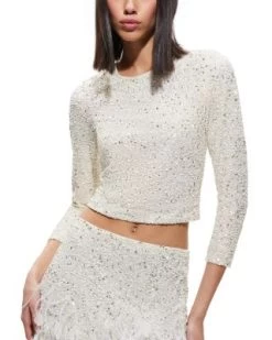 Delaina Embellished Cropped Top - Alice And Olivia