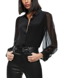 Roanne Blouson Sleeve Blouse - Alice And Olivia -Alice And Olivia 13155023 fpx