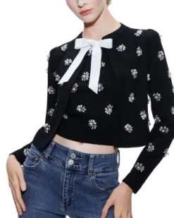 Trina Wool Blend Embellished Cardigan - Alice And Olivia