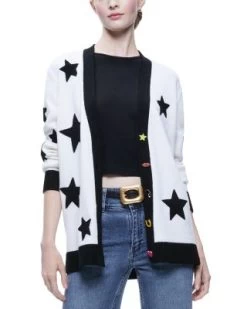 Bradford Novelty Button Star Print Cardigan - Alice And Olivia