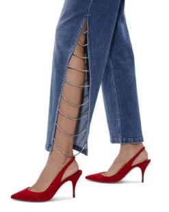 Gayle Embellished Flare Jeans In Brooklyn Blue - Alice And Olivia -Alice And Olivia 13162226 fpx