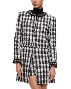Deon Embellished 2 Piece Extendable Check Jacket - Alice And Olivia