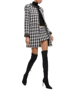 Deon Embellished 2 Piece Extendable Check Jacket - Alice And Olivia -Alice And Olivia 13162237 fpx