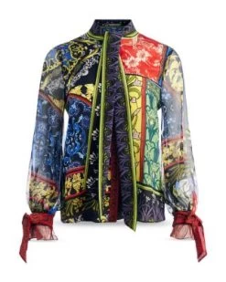 Lloyd Silk Tie Neck Blouse - Alice And Olivia -Alice And Olivia 13185148 fpx