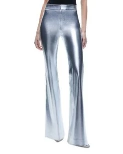 Mid Rise Faux Leather Wide Leg Pants - Alice And Olivia