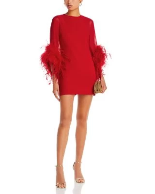 Izola Feather Cuff Mini Dress - 100% Exclusive - Alice And Olivia 4 Izola Feather Cuff Mini Dress - 100% Exclusive - Alice And Olivia - Image 2