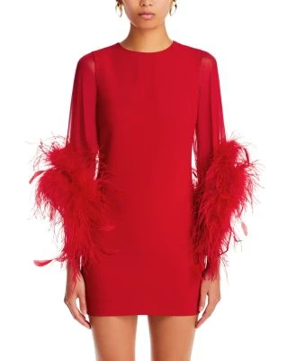 Izola Feather Cuff Mini Dress - 100% Exclusive - Alice And Olivia 9 Izola Feather Cuff Mini Dress - 100% Exclusive - Alice And Olivia - Image 7