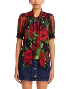 Brentley Puff Sleeve Floral Top - Alice And Olivia -Alice And Olivia 13208027 fpx