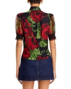Brentley Puff Sleeve Floral Top - Alice And Olivia -Alice And Olivia 13208028 fpx