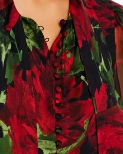 Brentley Puff Sleeve Floral Top - Alice And Olivia -Alice And Olivia 13208029 fpx