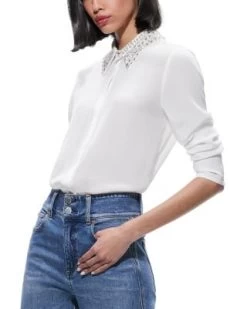 Willa Embellished Collar Shirt - Alice And Olivia -Alice And Olivia 13209020 fpx