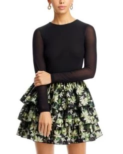 Chara Ruffle Skirt Mini Dress - Alice And Olivia