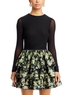 Chara Ruffle Skirt Mini Dress - Alice And Olivia -Alice And Olivia 13221065 fpx