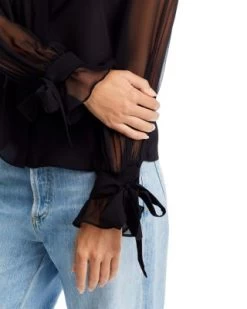 Lloyd Silk Tie Neck Top - Alice And Olivia -Alice And Olivia 13221091 fpx