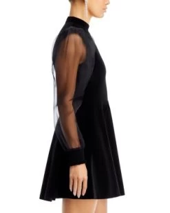 Paulette Velvet Puff Sleeve Mini Dress - Alice And Olivia -Alice And Olivia 13227819 fpx