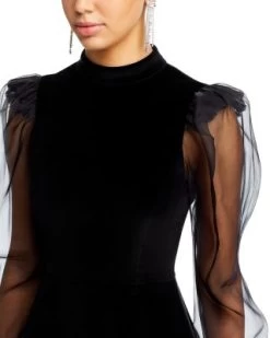 Paulette Velvet Puff Sleeve Mini Dress - Alice And Olivia -Alice And Olivia 13227820 fpx