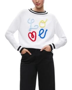 Albina Embroidered Wool Raglan Sweater - Alice And Olivia