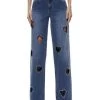Karrie High Waist Embellished Heart Cutout Jeans In True Blues Dark - Alice And Olivia -Alice And Olivia 13241506 fpx