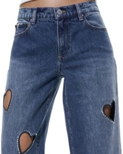 Karrie High Waist Embellished Heart Cutout Jeans In True Blues Dark - Alice And Olivia -Alice And Olivia 13241507 fpx