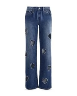 Karrie High Waist Embellished Heart Cutout Jeans In True Blues Dark - Alice And Olivia -Alice And Olivia 13241511 fpx