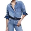 Finely Oversized Button Front Denim Shirt - Alice And Olivia