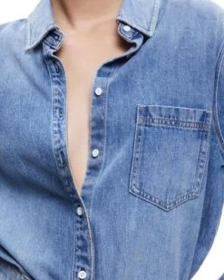 Finely Oversized Button Front Denim Shirt - Alice And Olivia -Alice And Olivia 13241551 fpx