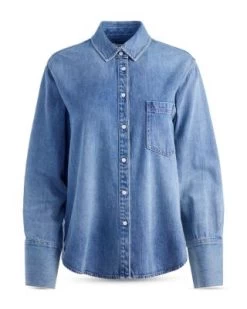 Finely Oversized Button Front Denim Shirt - Alice And Olivia -Alice And Olivia 13241560 fpx