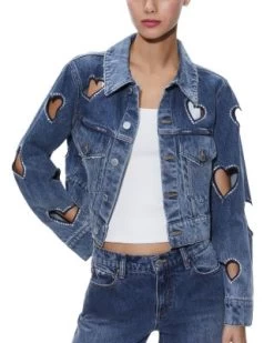 Jeff Embellished Cropped Denim Jacket - Alice And Olivia