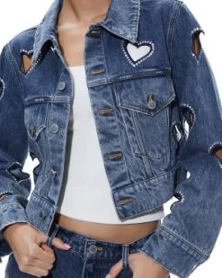 Jeff Embellished Cropped Denim Jacket - Alice And Olivia -Alice And Olivia 13241624 fpx