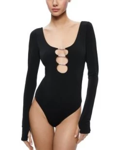 Kalena Front Cutouts Bodysuit - Alice And Olivia