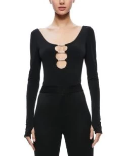 Kalena Front Cutouts Bodysuit - Alice And Olivia -Alice And Olivia 13242336 fpx