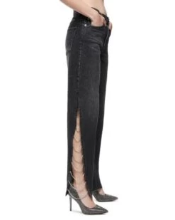 Gayle Embellished Flare Jeans In Maya Charcoal Black - Alice And Olivia -Alice And Olivia 13244713 fpx