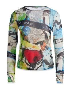 X Basquiat Delaina Crewneck Top - Alice And Olivia -Alice And Olivia 13273782 fpx