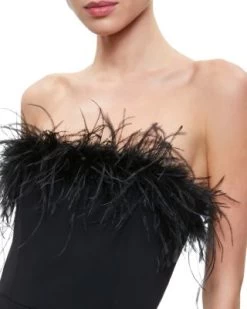 Idell Feather Trimmed Strapless Jumpsuit - Alice And Olivia -Alice And Olivia 13273801 fpx