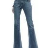 Stacy Godets Low Rise Flare Leg Jeans In True Blues Dark - Alice And Olivia -Alice And Olivia 13294035 fpx