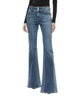 Stacy Godets Low Rise Flare Leg Jeans In True Blues Dark - Alice And Olivia -Alice And Olivia 13294037 fpx
