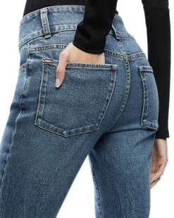 Stacy Godets Low Rise Flare Leg Jeans In True Blues Dark - Alice And Olivia -Alice And Olivia 13294038 fpx