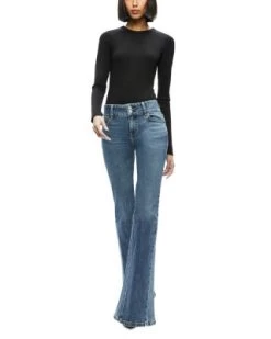 Stacy Godets Low Rise Flare Leg Jeans In True Blues Dark - Alice And Olivia -Alice And Olivia 13294039 fpx