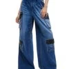 Joette Wide Leg Cargo Jeans In Brooklyn Blue - Alice And Olivia -Alice And Olivia 13299520 fpx