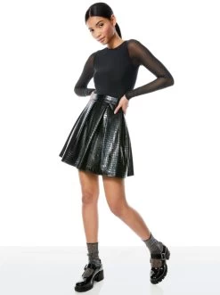 CHARA VEGAN LEATHER MINI DRESS 10 CHARA VEGAN LEATHER MINI DRESS -Alice And Olivia CC109I41528A001 05